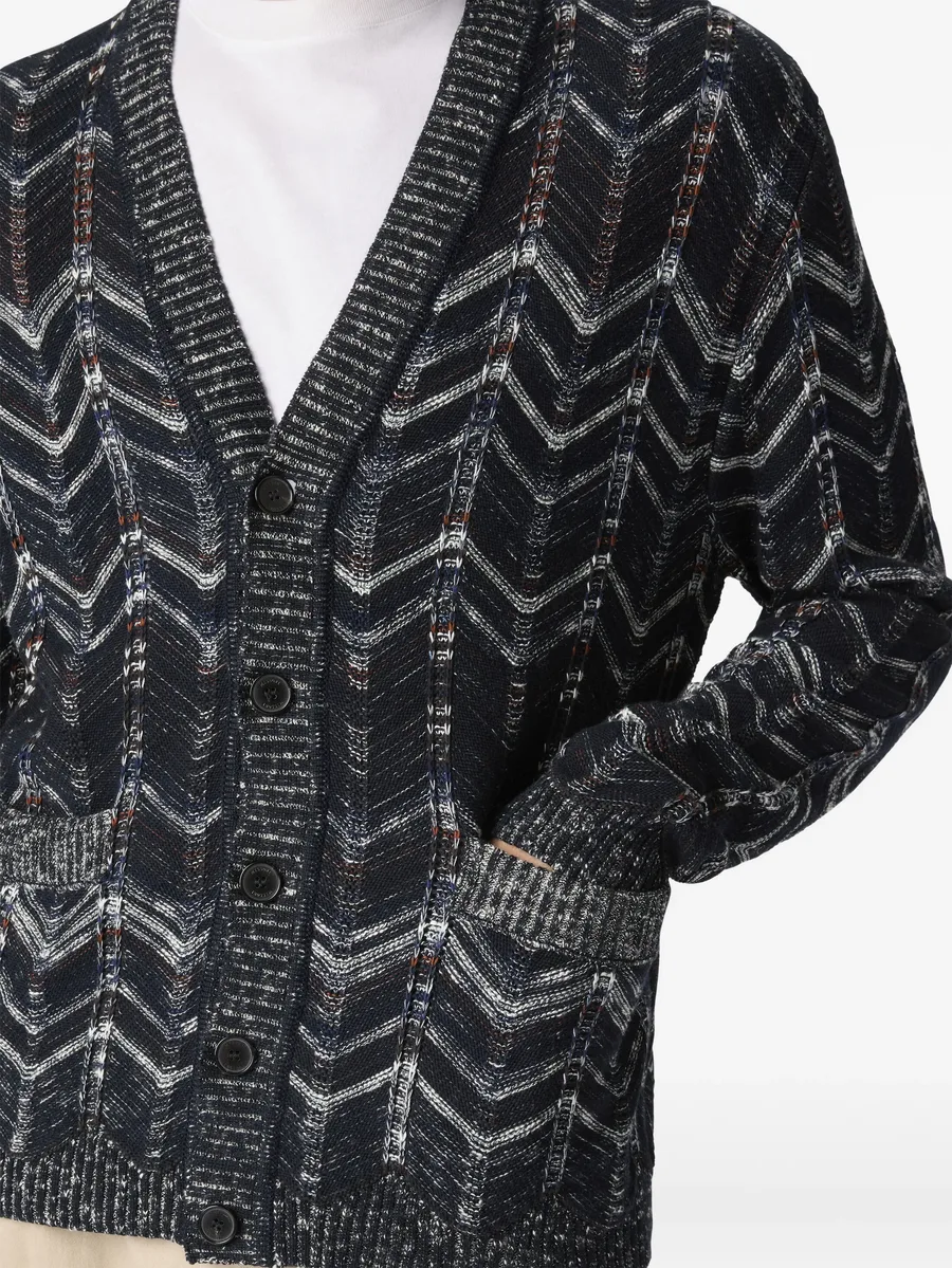 chevron ribbed-trim cardigan 8