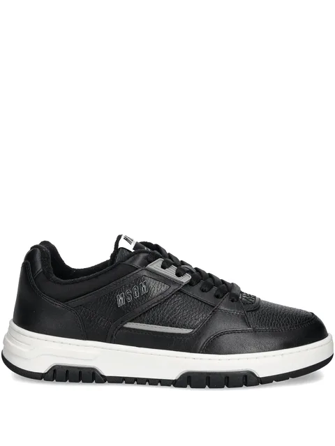 panelled leather sneakers