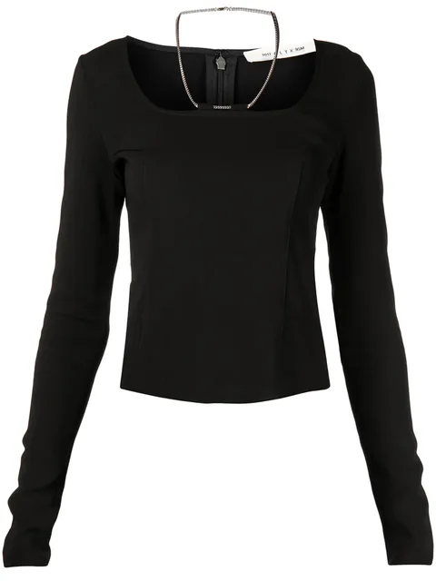 chain-link long-sleeved top