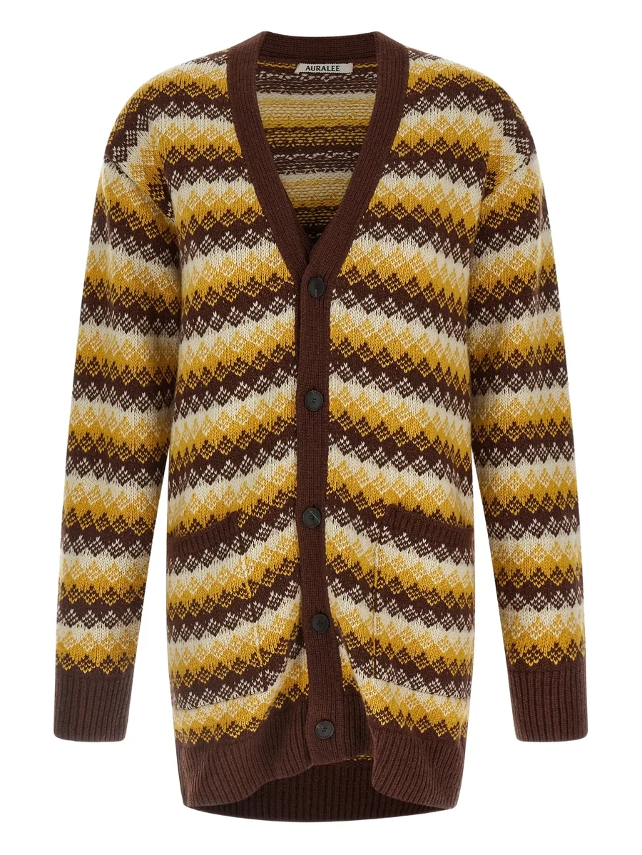 patterned-jacquard cardigan 1