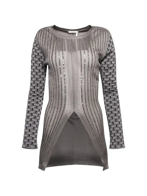 sequin-embellished horse-jacquard sweater
