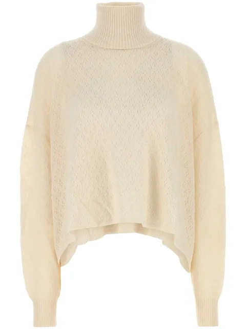 pointelle-knit turtleneck sweater
