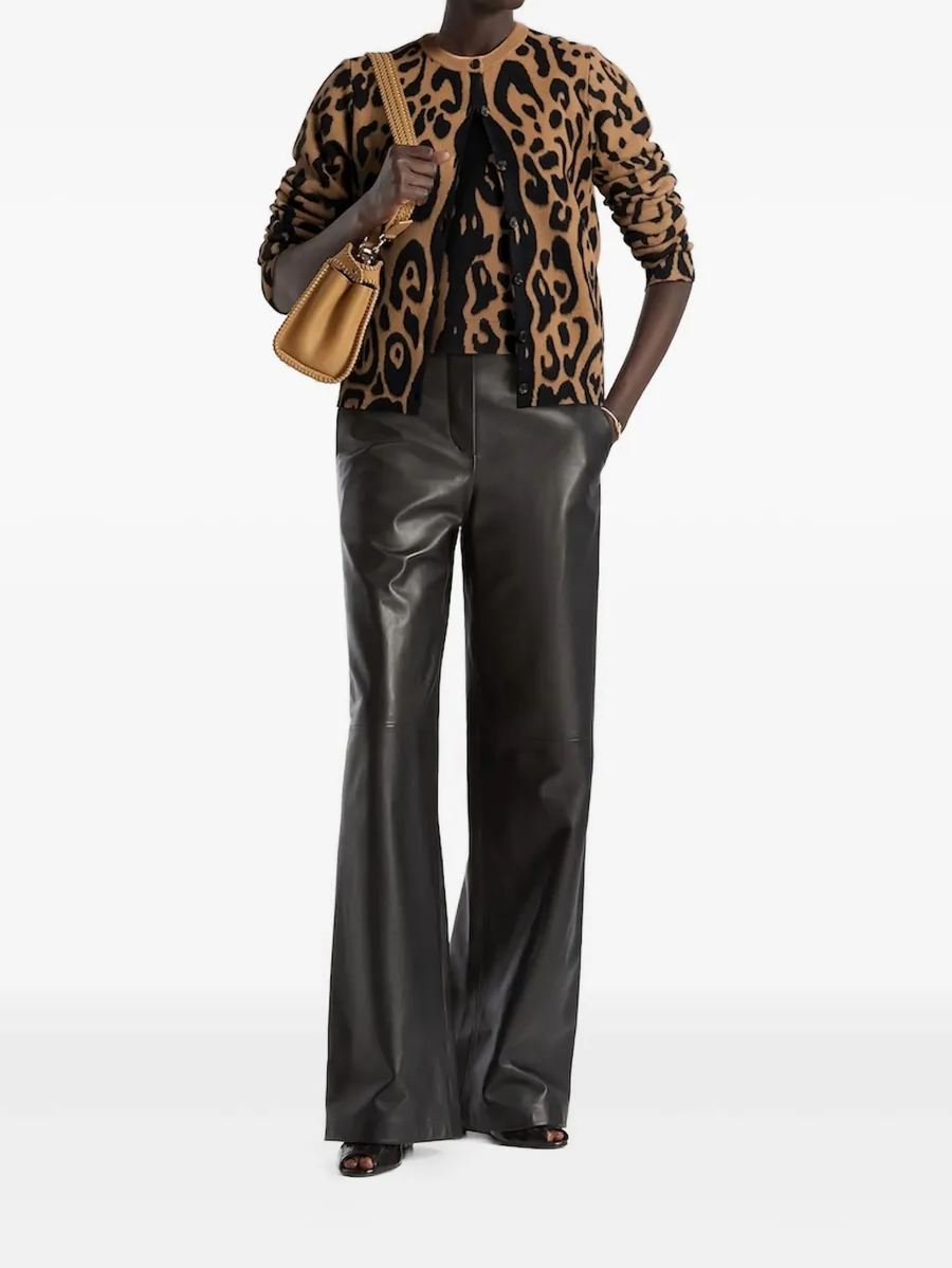 Beige and black Fendi Leo wool and cashmere cardigan 4