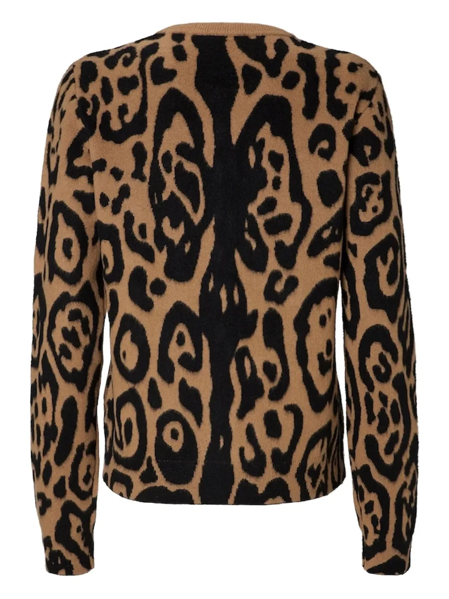 Beige and black Fendi Leo wool and cashmere cardigan 9