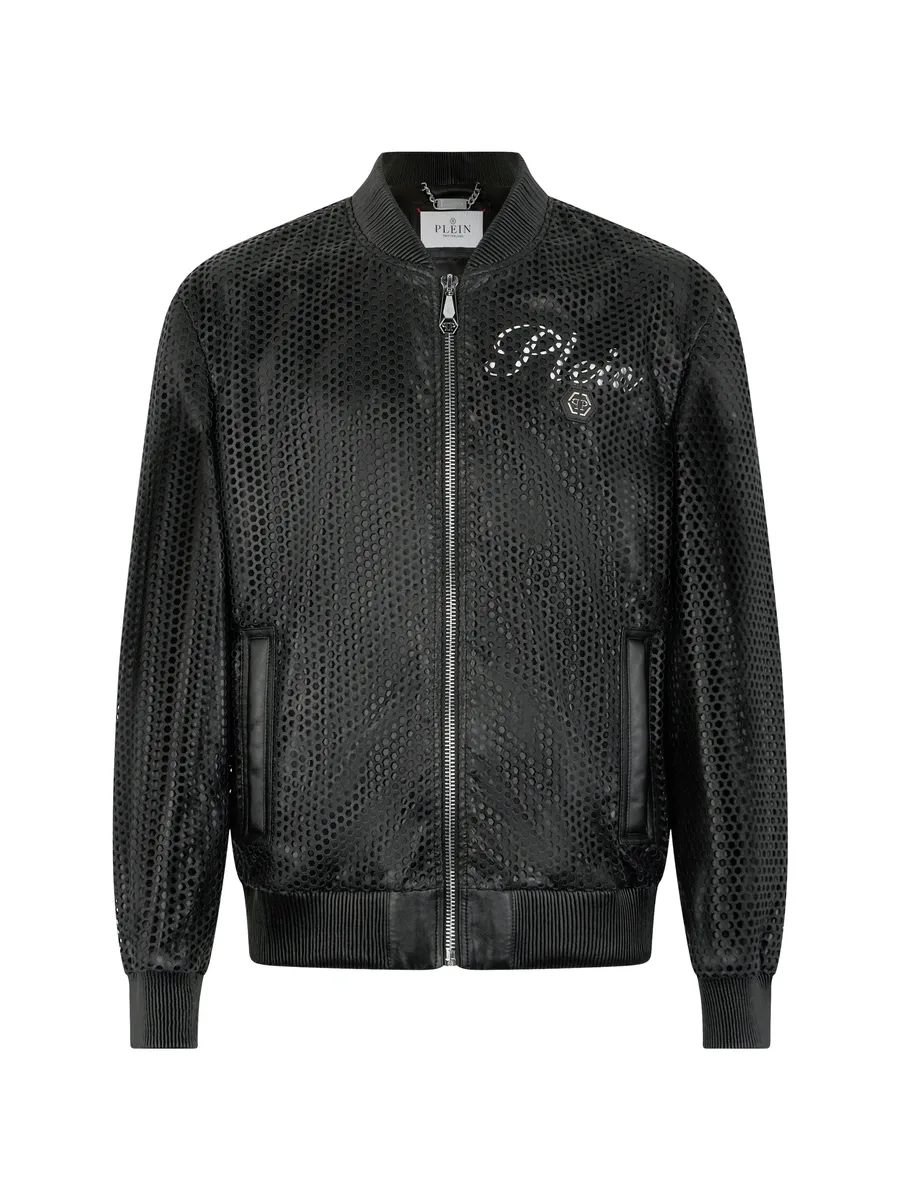 perforated leather bomber 2