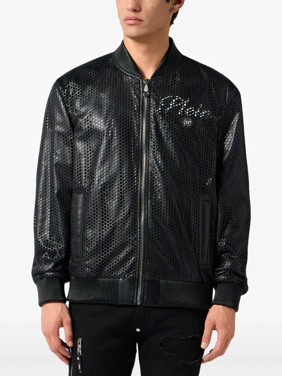perforated leather bomber 4
