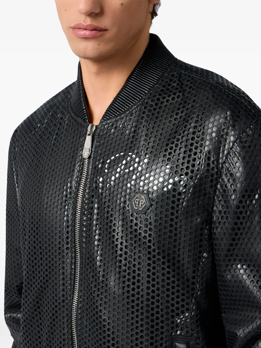 perforated leather bomber 7