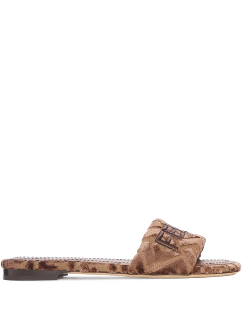 Sunshine logo-embroidered velvet flat sandals