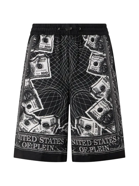 skull dollar-print shorts