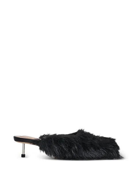 stiletto faux-fur mules
