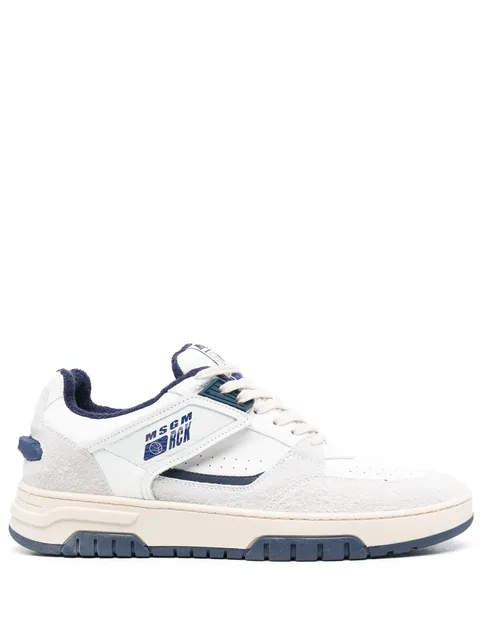 colour-block panelled leather sneakers