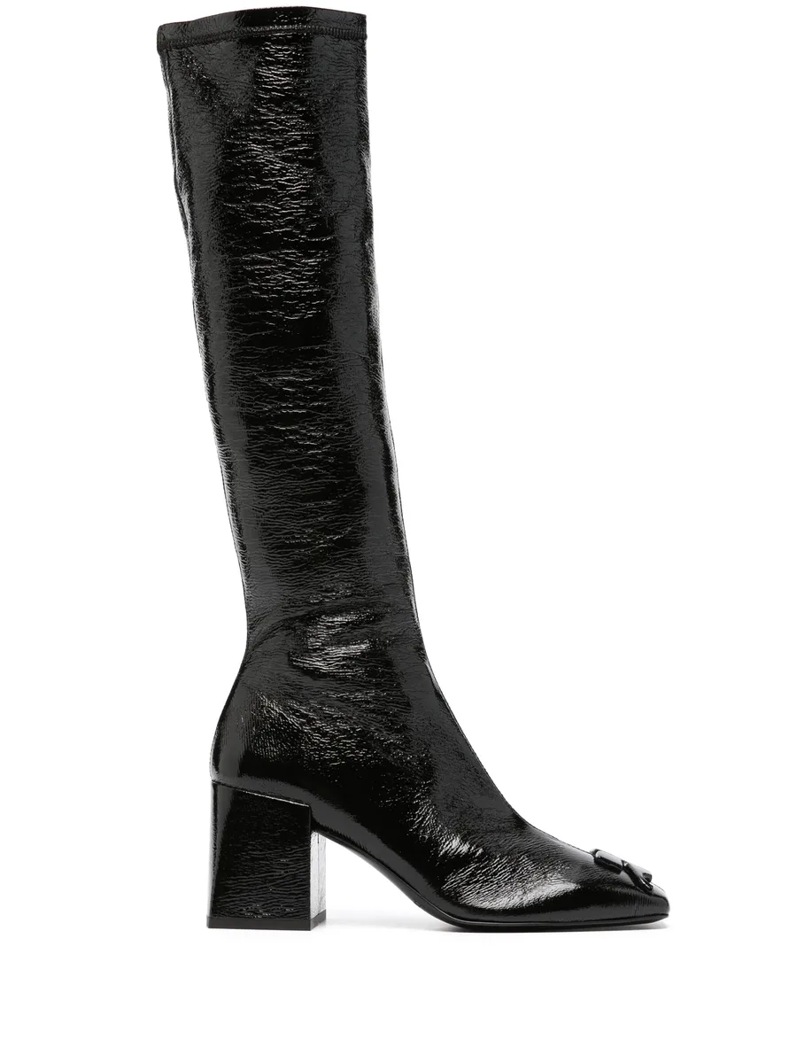 75mm raised-logo leather knee boots 2