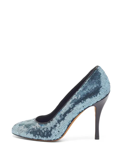 sequin round-toe pumps