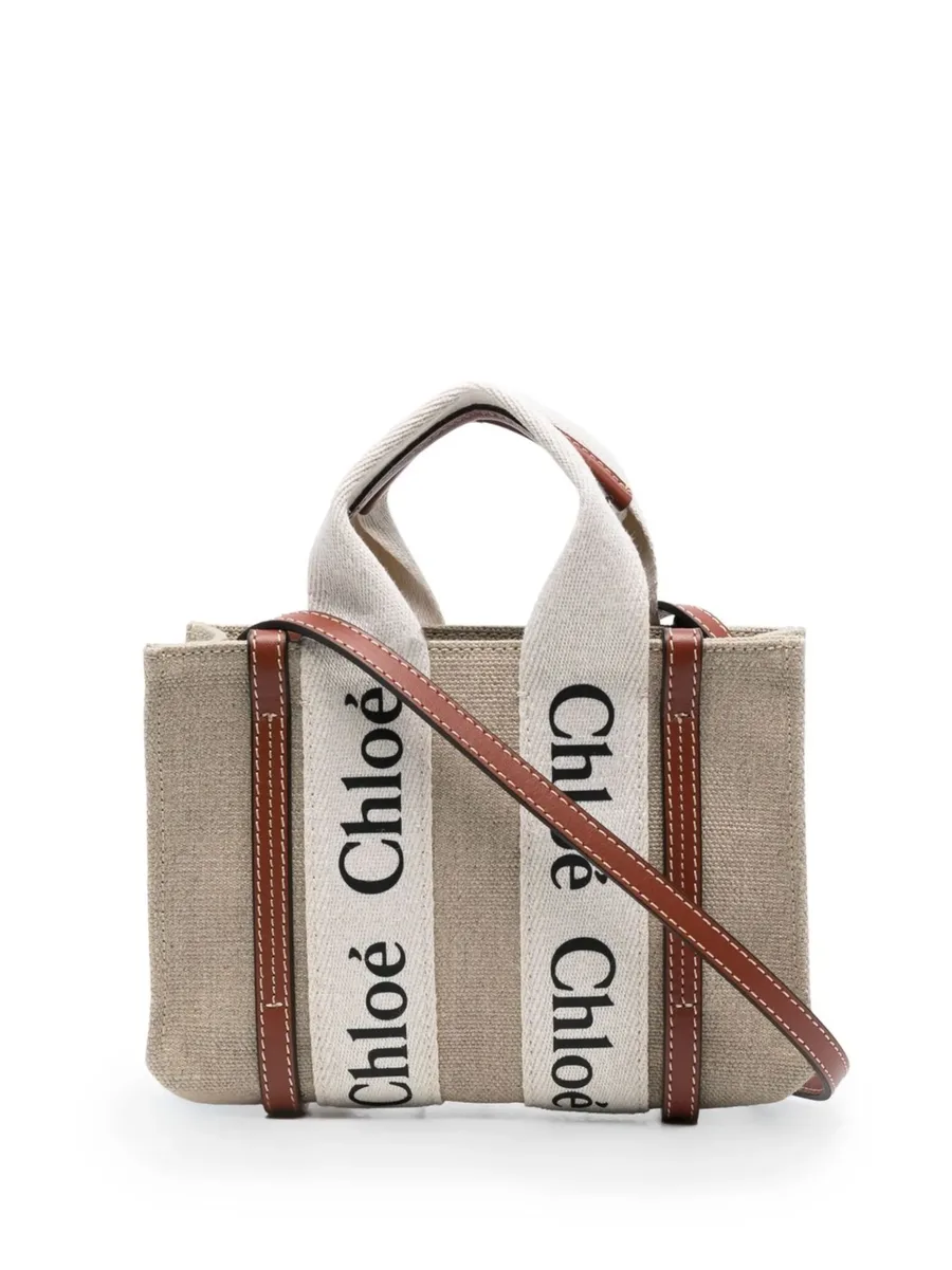 mini Woody linen tote bag 1