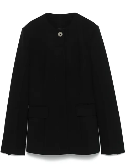 collarless cinched jacket
