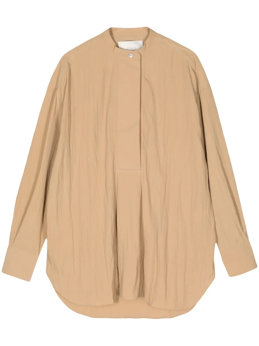 long-sleeve band-collar blouse 2