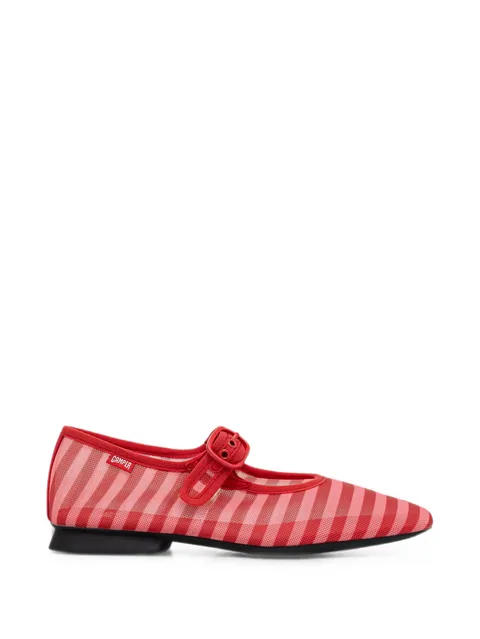 Casi Myra striped buckle-strap ballet flats