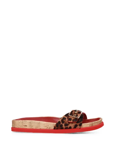 leopard-print buckle-detail slides