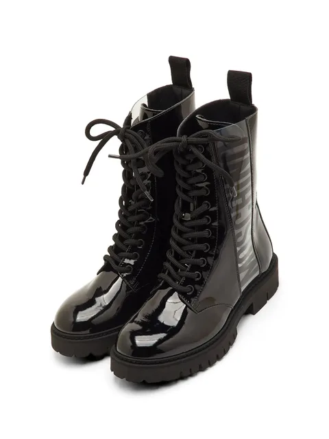 logo-insert lace-up boots