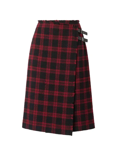Griselina check wrap midi skirt