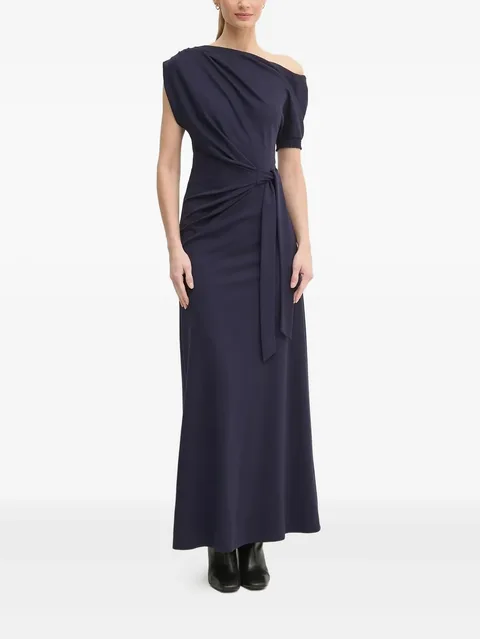 asymmetric-neck maxi dress