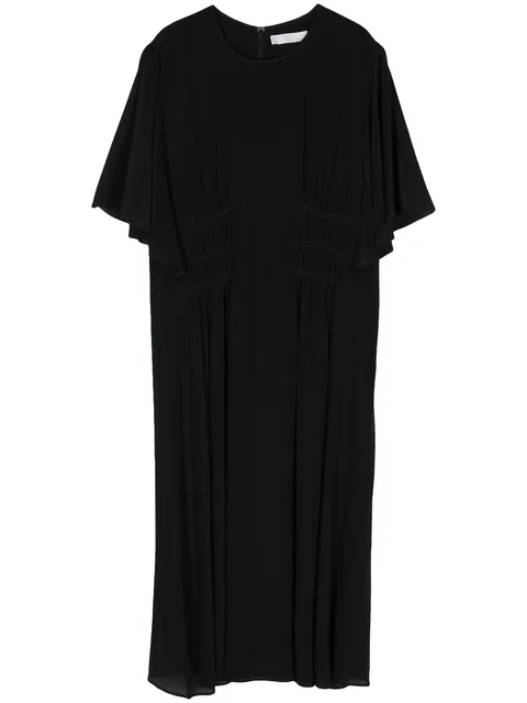 ruched-detailing silk dress