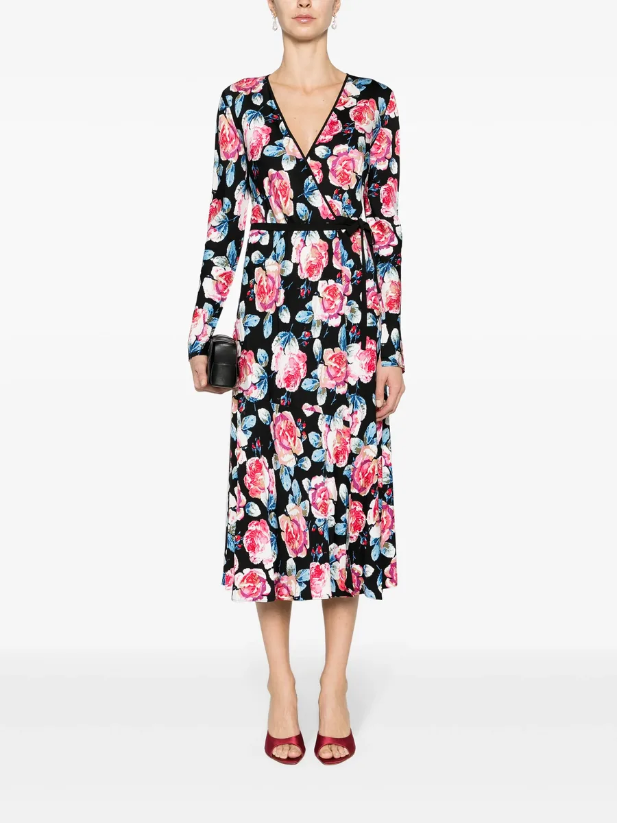 Anika rose-print midi wrap dress 4