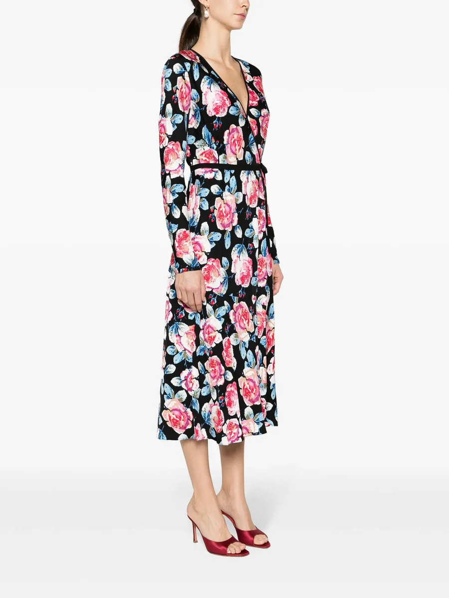 Anika rose-print midi wrap dress 5