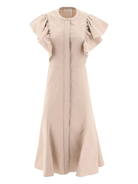 ruffle-detail button-front dress