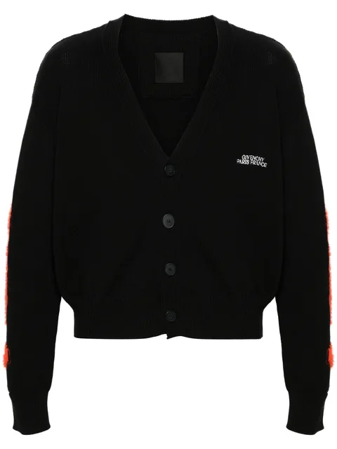 flame-intarsia logo-embroidered cardigan