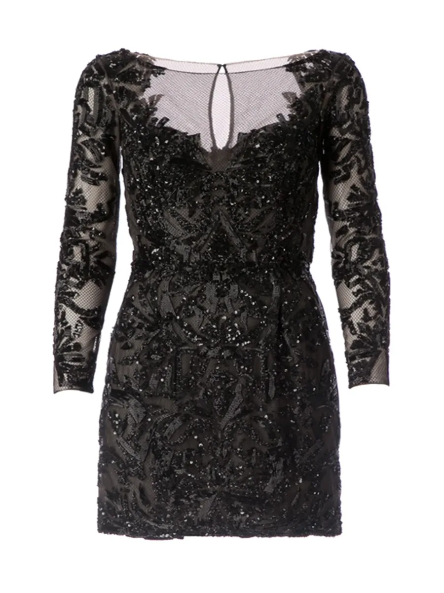 sequin embellished mesh mini dress 2