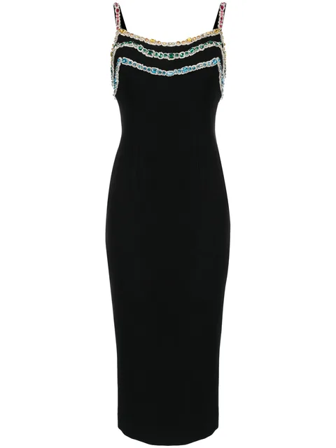 crystal-embellished cady midi dress