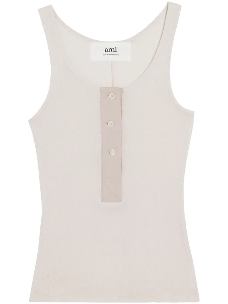 button-front cotton-rib tank top 1