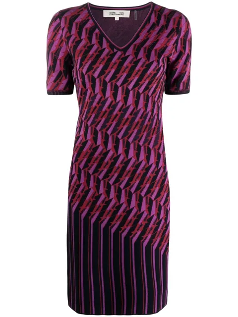 zig-zag intarsia-knit dress