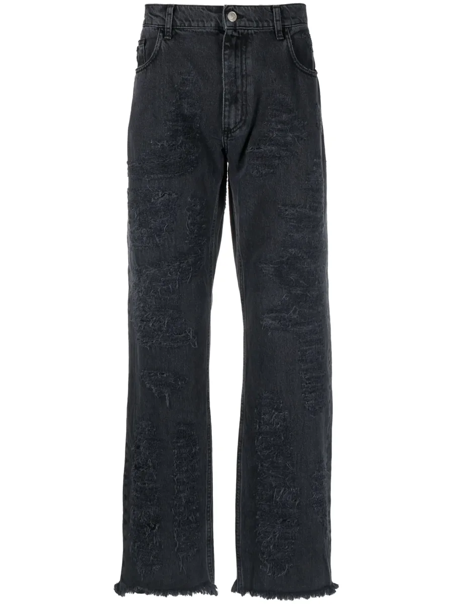 straight-leg distressed-finish jeans 2