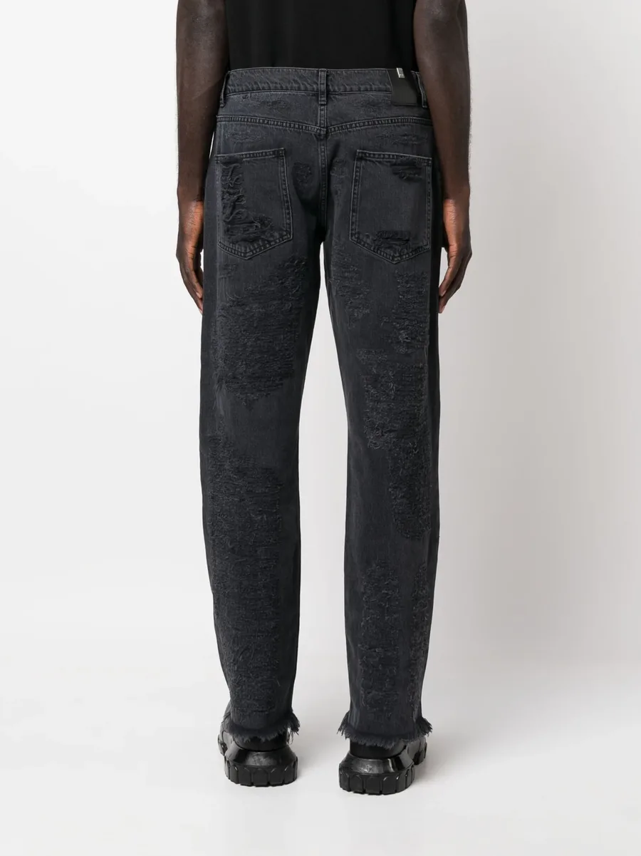 straight-leg distressed-finish jeans 8