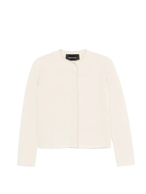 textured-trim cardigan