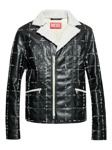 quilted panelled biker jacket
