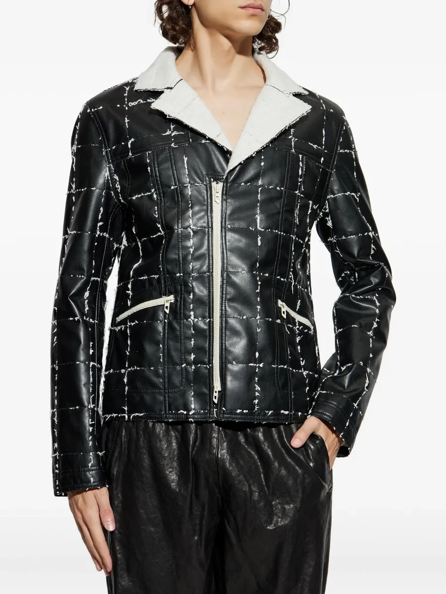 quilted panelled biker jacket 6