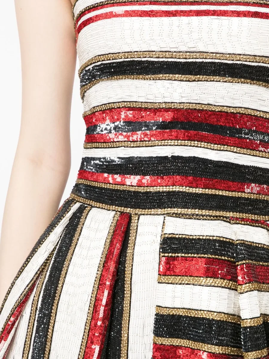 полосатое платье мини с пайетками 10