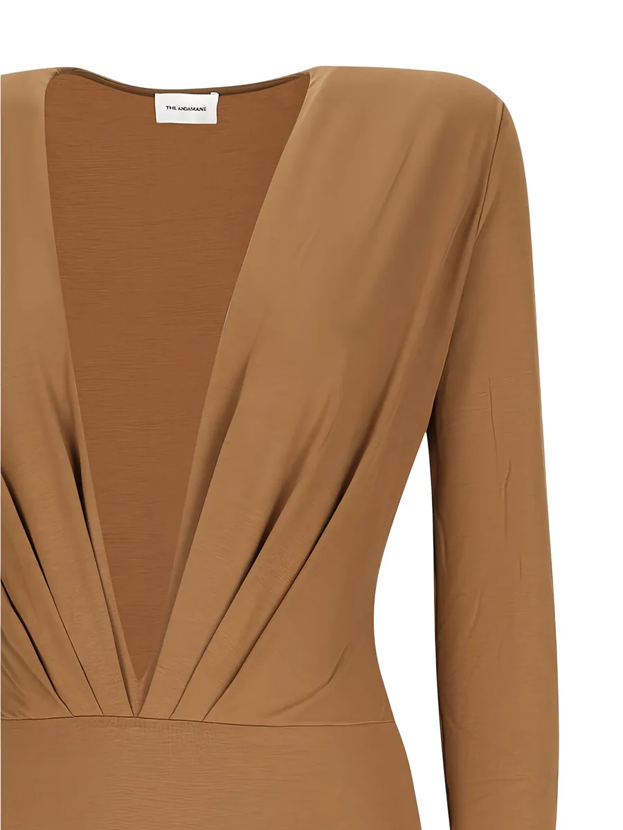 Zelda plunging-neckline long-sleeve bodysuit 5
