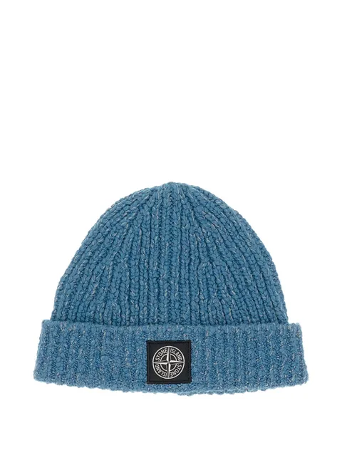 Compass-patch knit beanie