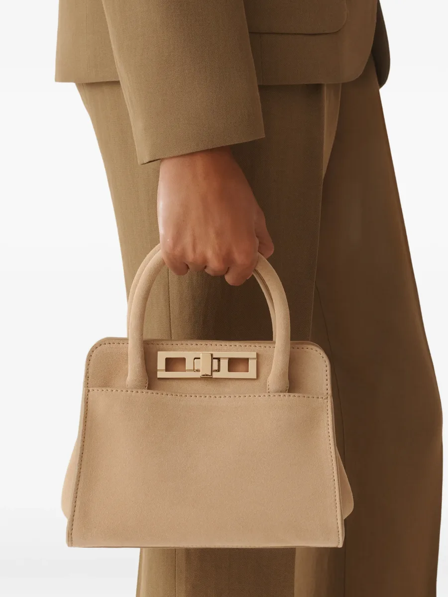 turn-lock suede tote bag 3