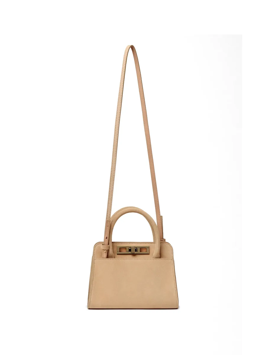 turn-lock suede tote bag 1