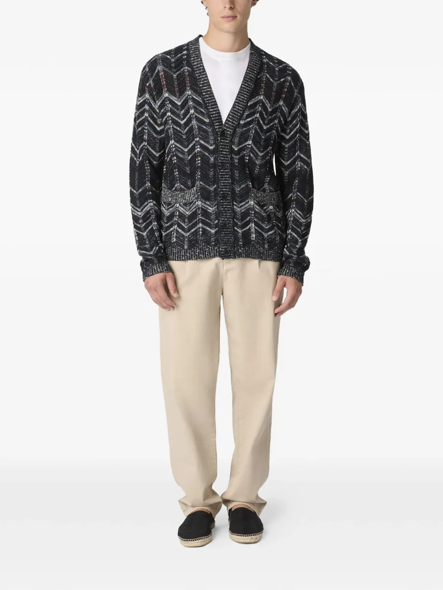 chevron ribbed-trim cardigan 4