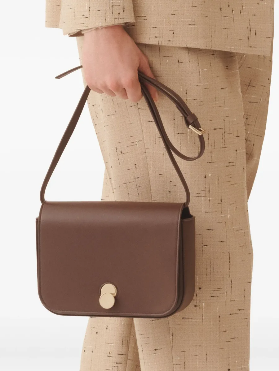Eclissi curved-flap leather shoulder bag 3