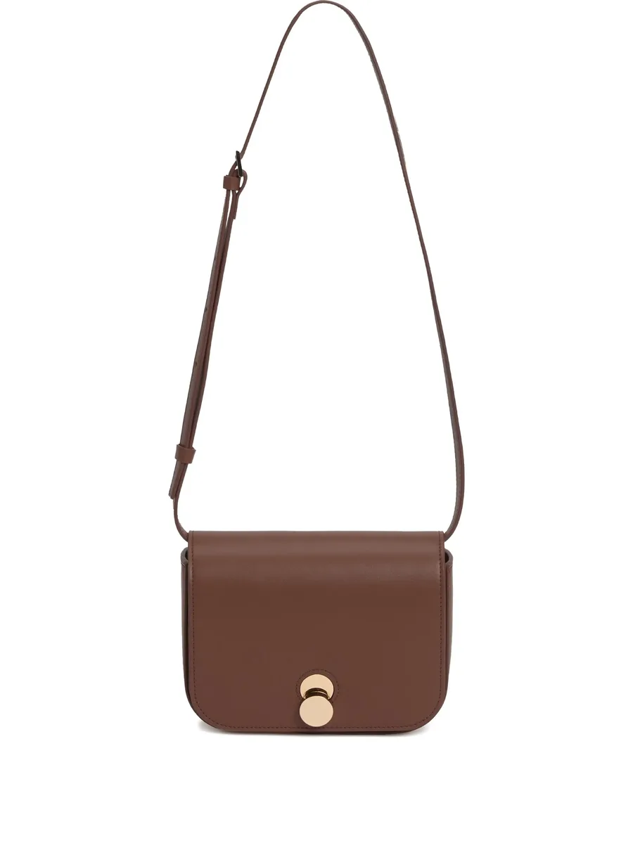 Eclissi curved-flap leather shoulder bag 1