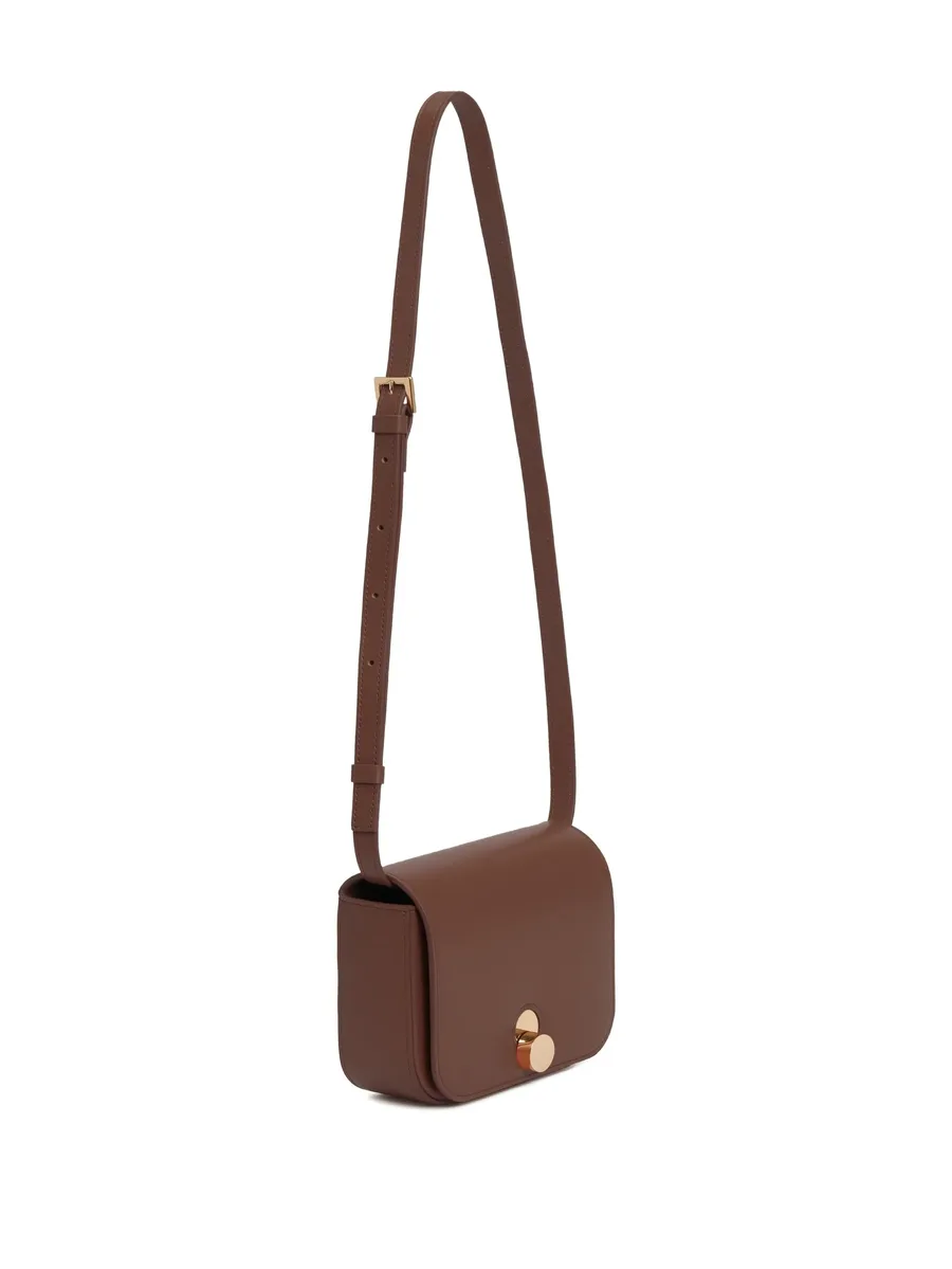 Eclissi curved-flap leather shoulder bag 8