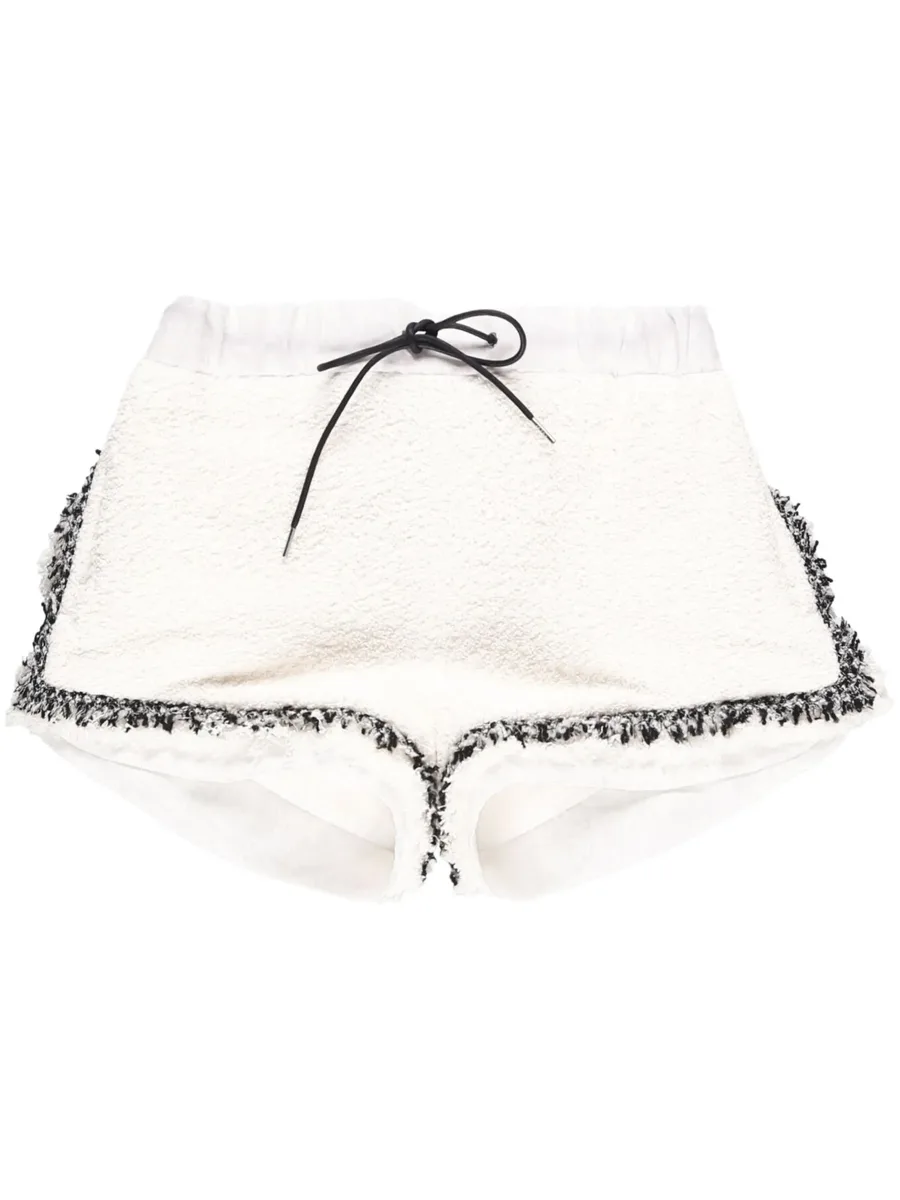 high-waisted tweed shorts 1