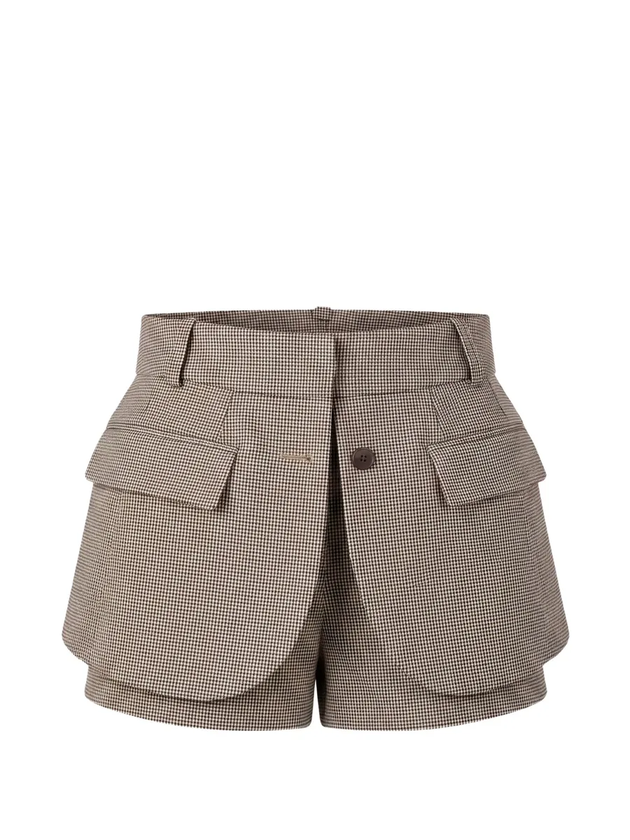 jacket-hem checked mini shorts 1